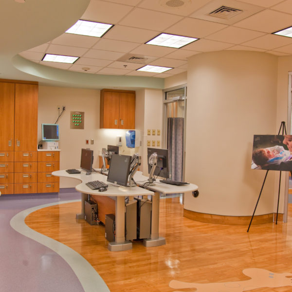 Nurses station with equipment