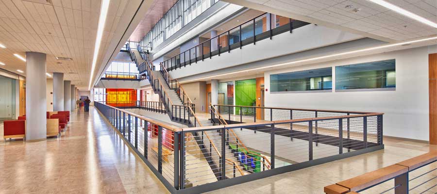 RIT-GIS_2nd-Floor Standing on the second floor landing facing the stairway going up to the second floor.