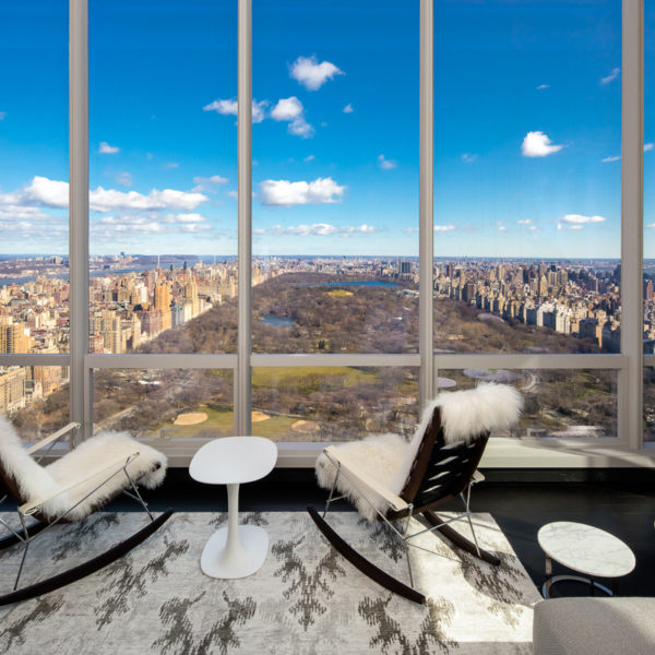 Two chairs over looking the city skyline