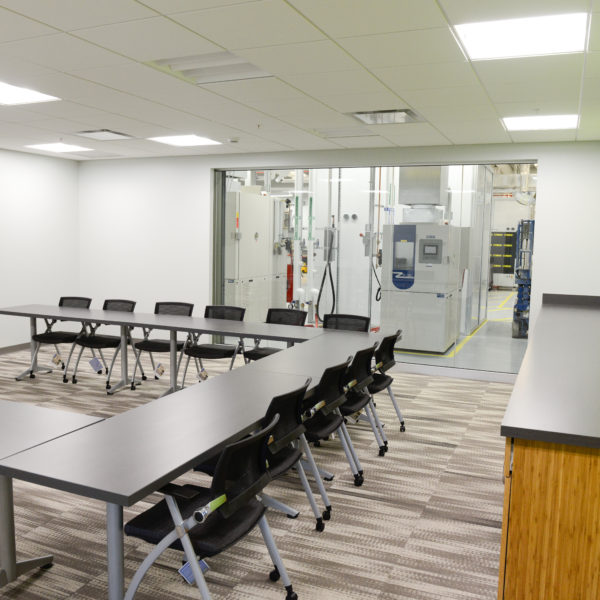 Large meeting room with tables and chairs