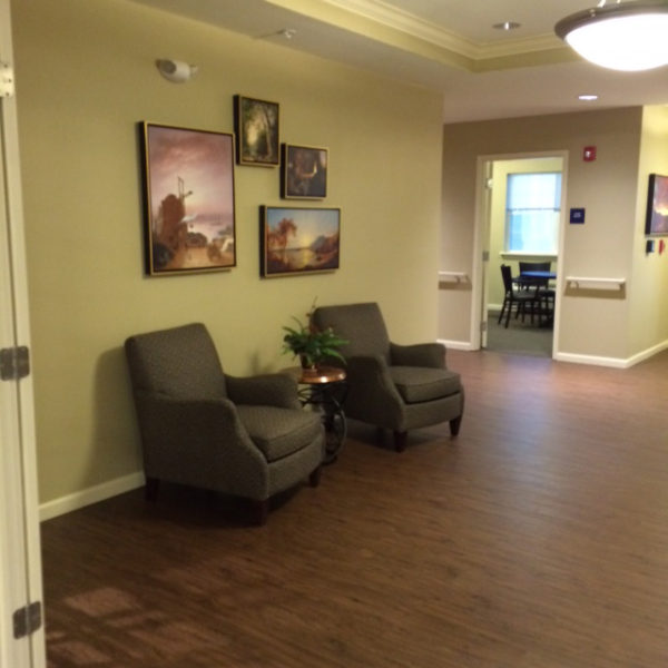 Hallway with two chairs