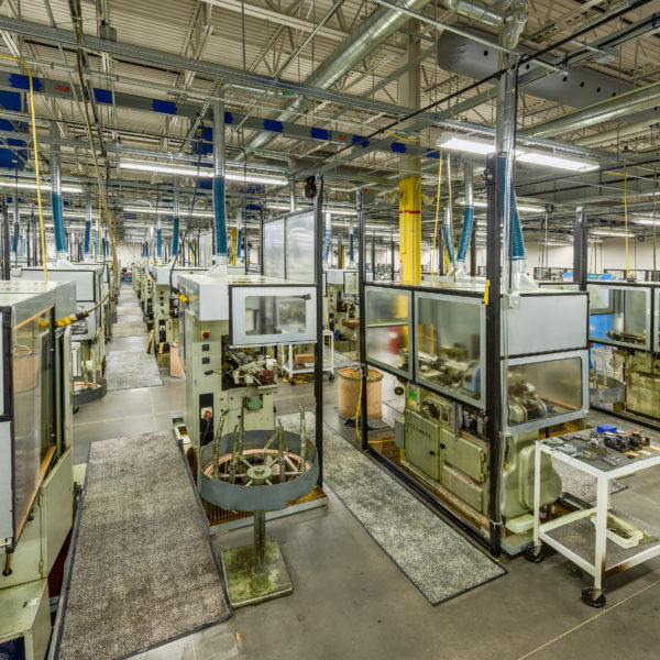 Manufacturing floor with equipment