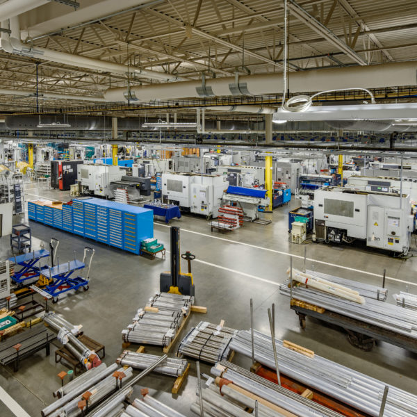 Manufacturing floor with equipment