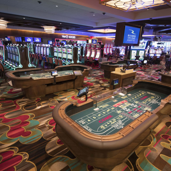 Gaming floor with tables and slot machines