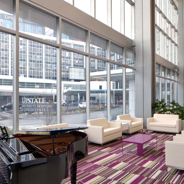 Lobby with sitting area and piano