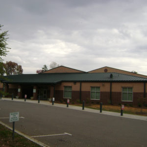 Brick exterior of school building