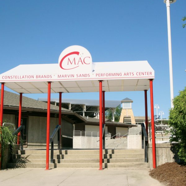 Stairway leading up to performing arts center