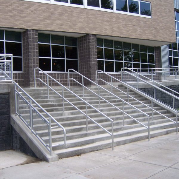 Exterior stairs leading into the school