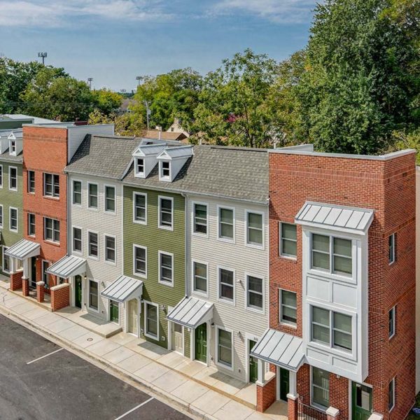 Aerial exterior of apartment complex