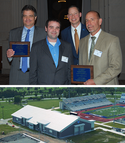 Image of recipients with Western NY APWA project award for UB fieldhouse.
