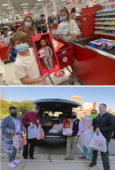 Volunteers buy and pack toys for the Durham Rescue Mission