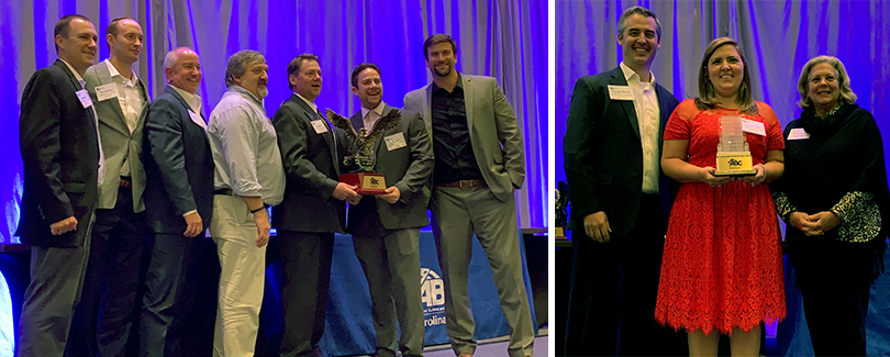 Left photo: GC Project of the Year award for chiller plant; right photo: Villa E award