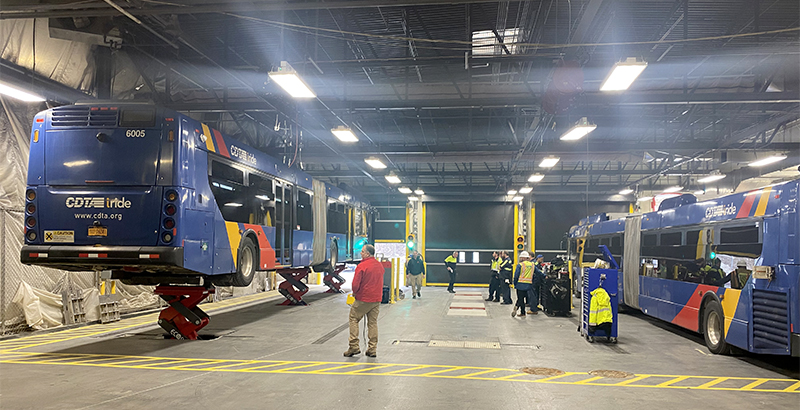 CDTA project included installation of three new in-ground bus lifts, as shown here