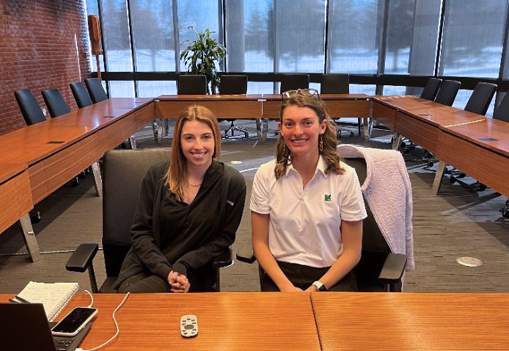 Sam and Courtney at a virtual Clarkson career fair.