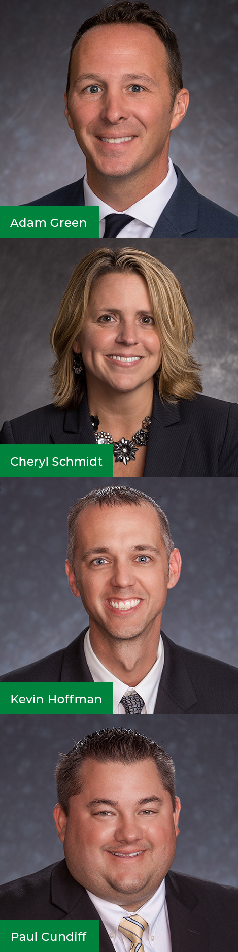 LeChase's new vice presidents: Adam Green, Cheryl Schmidt, Kevin Hoffman and Paul Cundiff