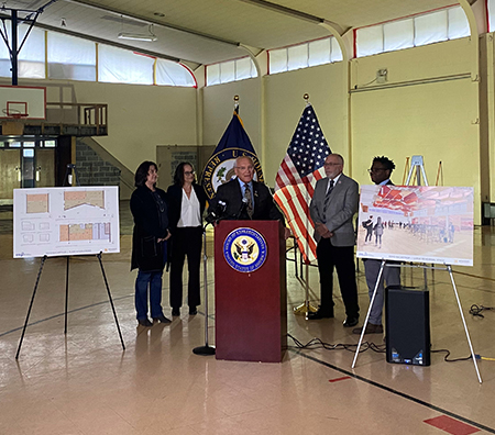 Representative Paul Tonko speaks at the site of the future Empire State Youth Orchestra facility.