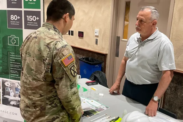 Dave connecting with an attendee