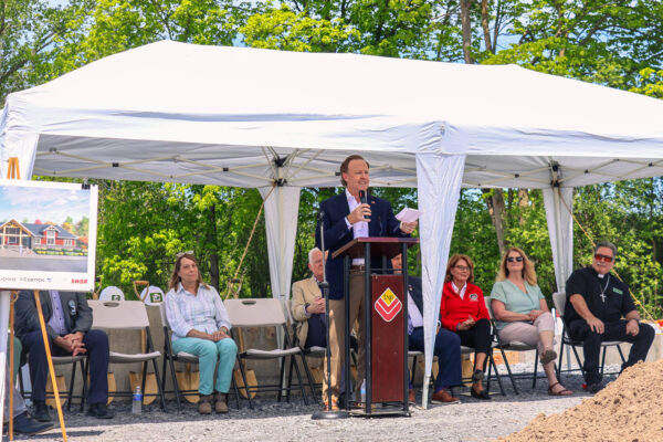 Kyle Sayers speaking at the Wayne County Humane Society Groundbreaking