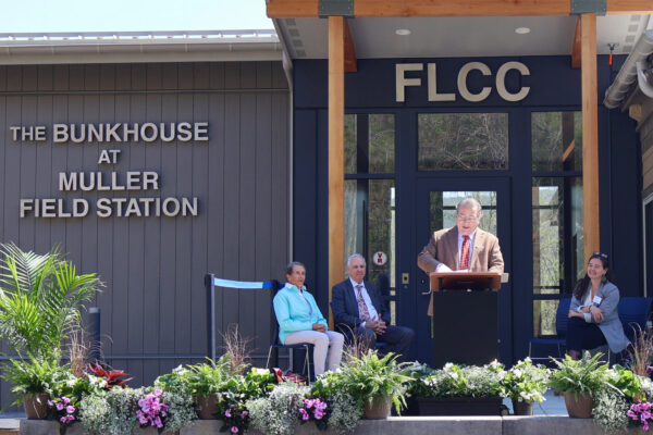 Ray LeChase speaking at FLCC Muller Field Station Ribbon Cutting