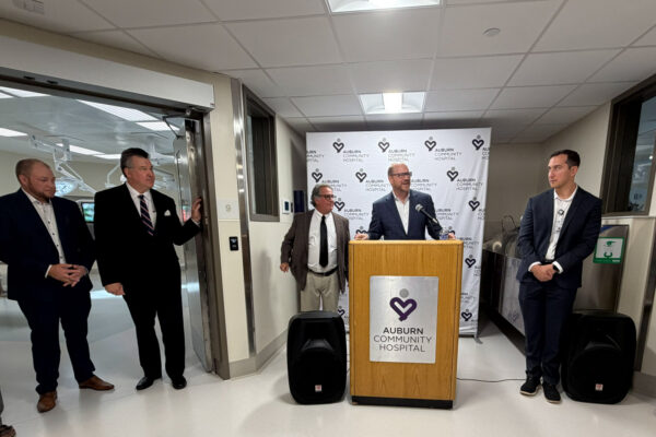Jim McKenna speaking at the Auburn Hospital ribbon cutting
