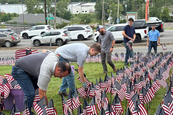 Binghamton Team Placing flags for United Way 9/11 Tribute